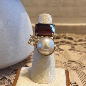 J Crew faux gem and gold tone fashion ring